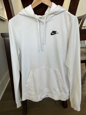 Nike White Crewneck Hoodie with Black Swoosh
